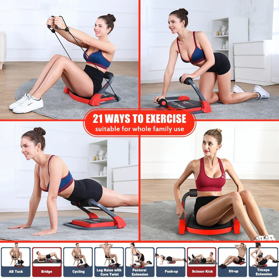 AB Crunch Total Body Fitness Machine — 21 Exercises, No Assembly Required